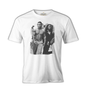 Mike Tyson and Naomi Beyaz Erkek Tshirt