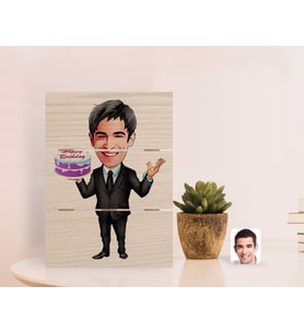 BK Gift Kişiye Özel Erkek Doğum Günü Karikatürlü Otantik Masaüstü Ahşap Palet Çerçeve-2 (Beyaz)