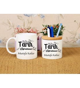 Tarih Öğretmeni Kupa Bardağı ve Kalemliği (Model 1)