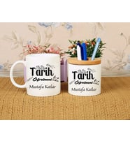 Tarih Öğretmeni Kupa Bardağı ve Kalemliği (Model 1)