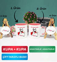 İkili Pembe Sevgiliye Sevgililer Günü Hediyesi 10 Kupa Bardak Anahtarlık