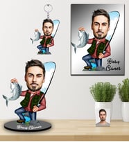 Kişiye Özel Balıkçı Karikatürlü 3 lü Hediye Seti Bay-2