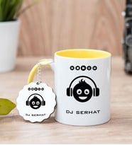 Emoji Tasarım Sarı Kupa Bardak Ve Anahtarlık Set