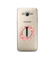 Pembe Çiçekli Harf Tasarım Süper Şeffaf Silikon Telefon Kılıfı Samsung Grand Pri