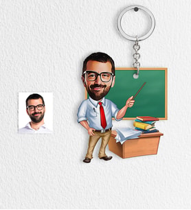 BK Gift Kişiye Özel Erkek Öğretmen Karikatür Anahtarlık  1
