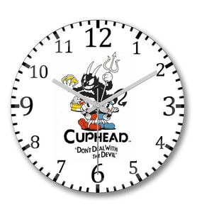Cuphead Don't Dealwith The Devil Duvar Saati Bombeli Gercek Cam