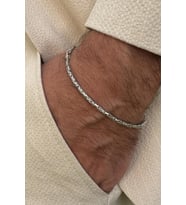 925 Ayar Gümüş Erkek Bileklik Yuvarlak Kral Model 2.5mm Genişlik 20cm Uzunluk msb01