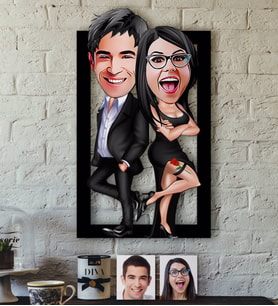 BK Gift Kişiye Özel Sevgililer Karikatürlü 3D Ahşap Tablo-6