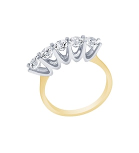 Diamond Line-Gülaylar Altın 14 Ayar Beştaş Yüzük