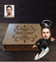 Kişiye Özel Sporcu Karikatürlü  Ahşap Anahtarlık Kutulu Bay-10