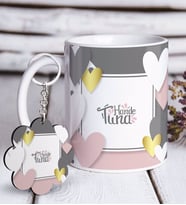 BK Gift Kişiye Özel Sevgililer Günü Beyaz Kupa ve Anahtarlık Hediye Seti-138 (Model 1)