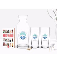 BK Gift Kişiye Özel Renkli Baskılı Kayseri Tasarımlı Turistik İkili Rakı Bardağı Karaf ve Cep Kitabı Hediye Seti-1 (Model 1)