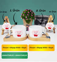 İkili Sevgiliye Sevgililer Günü Hediyesi 6 Kısa Kupa Bardak Anahtarlık