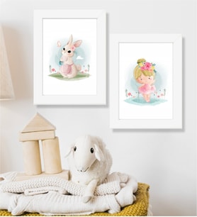 Tavşan Ve Kız Ahşap 2 Li 15,5X20,5 Cm Tasarım Çerçeve Seti