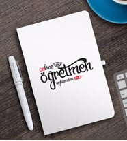 BK Gift Kişiye Özel Online Öğretmen Beyaz Defter ve Kalem Hediye Seti-1
