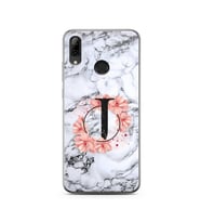 Mermer Çiçekli Harf Tasarım Süper Şeffaf Silikon Telefon Kılıfı Huawei PSmart 20