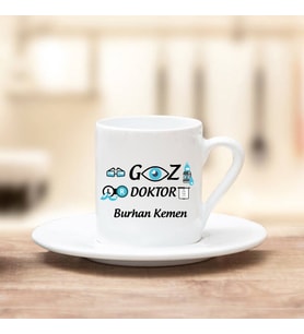 Göz Doktoru Türk Kahvesi Fincanı (Beyaz)