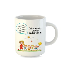 Öğretmenler Gününe Özel ve İsme Özel İnci Beyazı Kupa Bardak