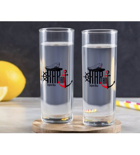 BK Gift Kişiye Özel Renkli Baskılı Kaptan Tasarımlı İkili Vodka Bardağı-2 (Beyaz)