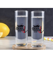 BK Gift Kişiye Özel Renkli Baskılı Kaptan Tasarımlı İkili Vodka Bardağı-2 (Beyaz)