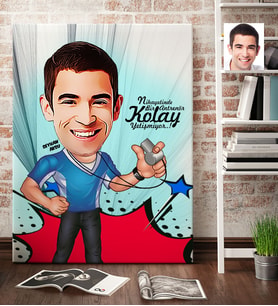 BK Gift Kişiye Özel Bay Antrenör Karikatür Kanvas Tablo 70x100cm 1