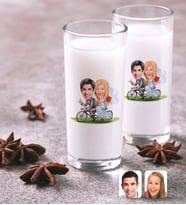 BK Gift Kişiye Özel Renkli Baskılı Evleniyoruz Karikatürlü İkili Rakı Bardağı Seti-3 (Beyaz)