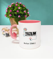 Yazılım Mühendisi Tasarımlı Kişiye Özel Yazılım Mühendisi Kupa Bardak Pembe