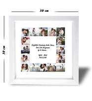 Sevgililer Gününe Özel Kişiye Özel Fotoğraflı ve Özel Notlu Anı Çerçevesi 30x30 cm (Beyaz)