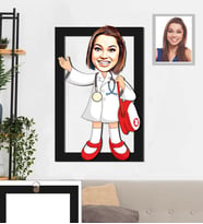 Kişiye Özel Doktor Karikatürlü 3D Ahşap Tablo 30x47 Bayan-1