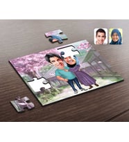 BK Gift Kişiye Özel Sevgililer Karikatürlü Ahşap Puzzle-61