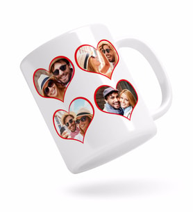 BK Gift Kişiye Özel Kalpli 4 Fotoğraflı Beyaz Kupa Bardak-1