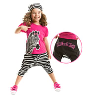 Zebra Fashion Kız Çocuk T-shirt Kapri Şort Takım (Çok Renkli)
