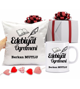 Edebiyat Bardağı ve Yastığı Hediye Seti (Model 1)