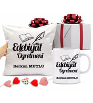 Edebiyat Bardağı ve Yastığı Hediye Seti (Model 1)