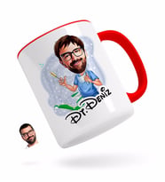 BK Gift Kişiye Özel Erkek Diş Hekimi Karikatürlü Kırmızı Kupa Bardak-4