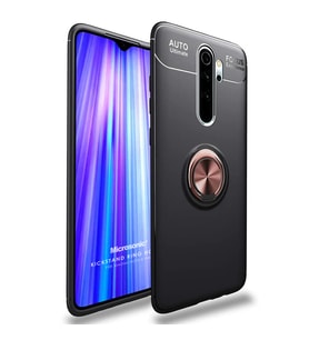 Microsonic Xiaomi Redmi Note 8 Pro Kılıf Kickstand Ring Holder Siyah Rose