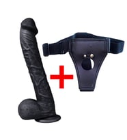 Supre 33 Cm Büyük Boy Belden Bağlamalı Realistik siyahi Penis