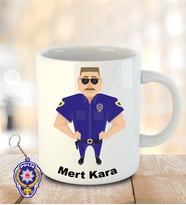 İsme ve Polis Haftasına Özel Kupa Bardak Anahtarlık Hediye