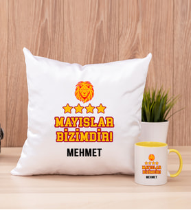 Mayıslar Bizimdir Taraftar Kare Yastık ve Sarı Kupa Bardak