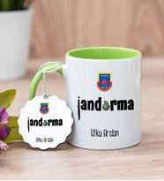 Jandarma Yeşil Kupa Bardak Ve Anahtarlık Set