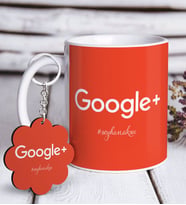 BK Gift Kişiye Özel Google Plus Beyaz Kupa ve Anahtarlık Hediye Seti (Model 1)
