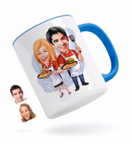 BK Gift Kişiye Özel Sevgililer Karikatürlü Mavi Kupa Bardak-57