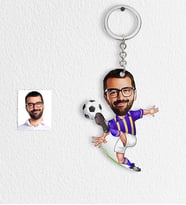 BK Gift Kişiye Özel Futbolcu Sarı Lacivert Karikatür Anahtarlık  1