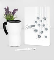 BK Gift Kişiye Özel Yılbaşı Mutlu Yıllar Temalı Beyaz Defter Kalem Termos Mug Seti - 10