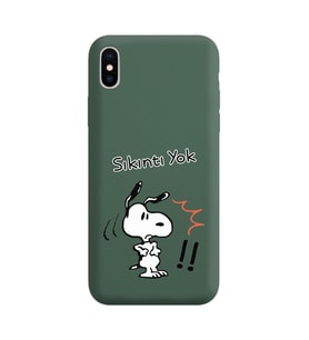 Snoopy Tasarımlı Koyu Yeşil Lansman Telefon Kılıfı İphone Xs