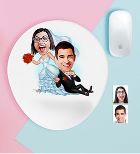 BK Gift Kişiye Özel Evleniyoruz Karikatürlü Bilek Destekli Mouse Pad-2 (Beyaz)