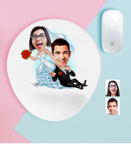 BK Gift Kişiye Özel Evleniyoruz Karikatürlü Bilek Destekli Mouse Pad-2 (Beyaz)