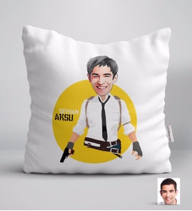 BK Gift Kişiye Özel Erkek PUBG Karikatürlü Yastık-8 (Beyaz)