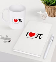 BK Gift Kişiye Özel Matematik Öğretmeni Beyaz Defter Kalem Kupa Seti-12 (Model 1)