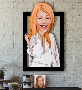 BK Gift Kişiye Özel Bayan Model Karikatürlü 3D Ahşap Tablo-2